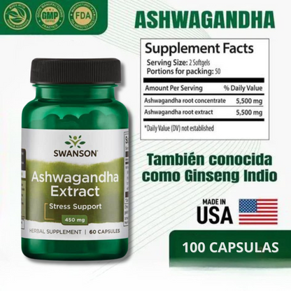 🌿 Ashwagandha Premium – Equilibrio Natural para Mente y Cuerpo (100 Capsulas)