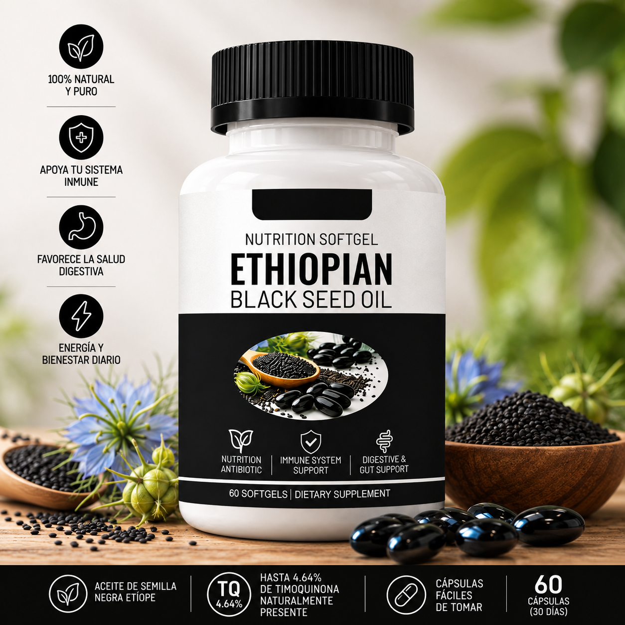 Ethiopian Black Seed Oil – Aceite de Semilla Negra Etíope Alta Potencia