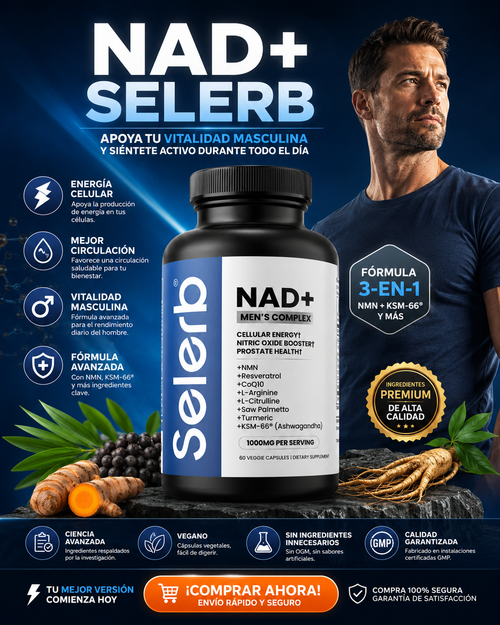 NAD+ Selerb | ¡Apoya tu vitalidad masculina y siéntete activo durante todo el día!