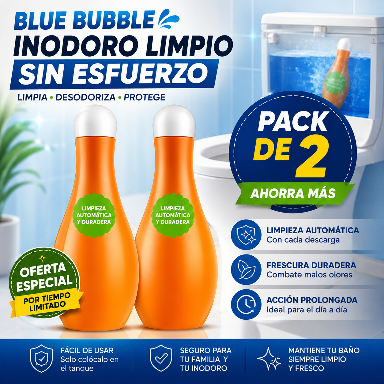 Limpiador Automático para Inodoro Blue Bubble