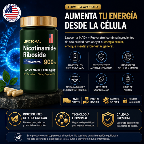 Liposomal | Complejo Natural de NAD+ Resveratrol en Cápsulas