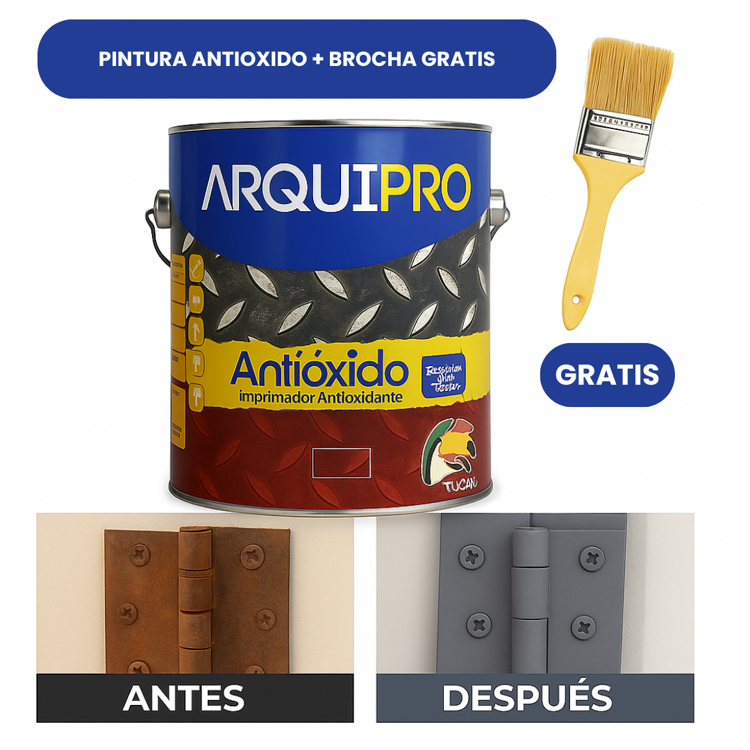 Pintura Antióxido Profesional 1 Galon + Brocha GRATIS– Ideal para autos, rejas, herramientas y más