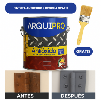 Pintura Antióxido Profesional 1 Galon + Brocha GRATIS– Ideal para autos, rejas, herramientas y más