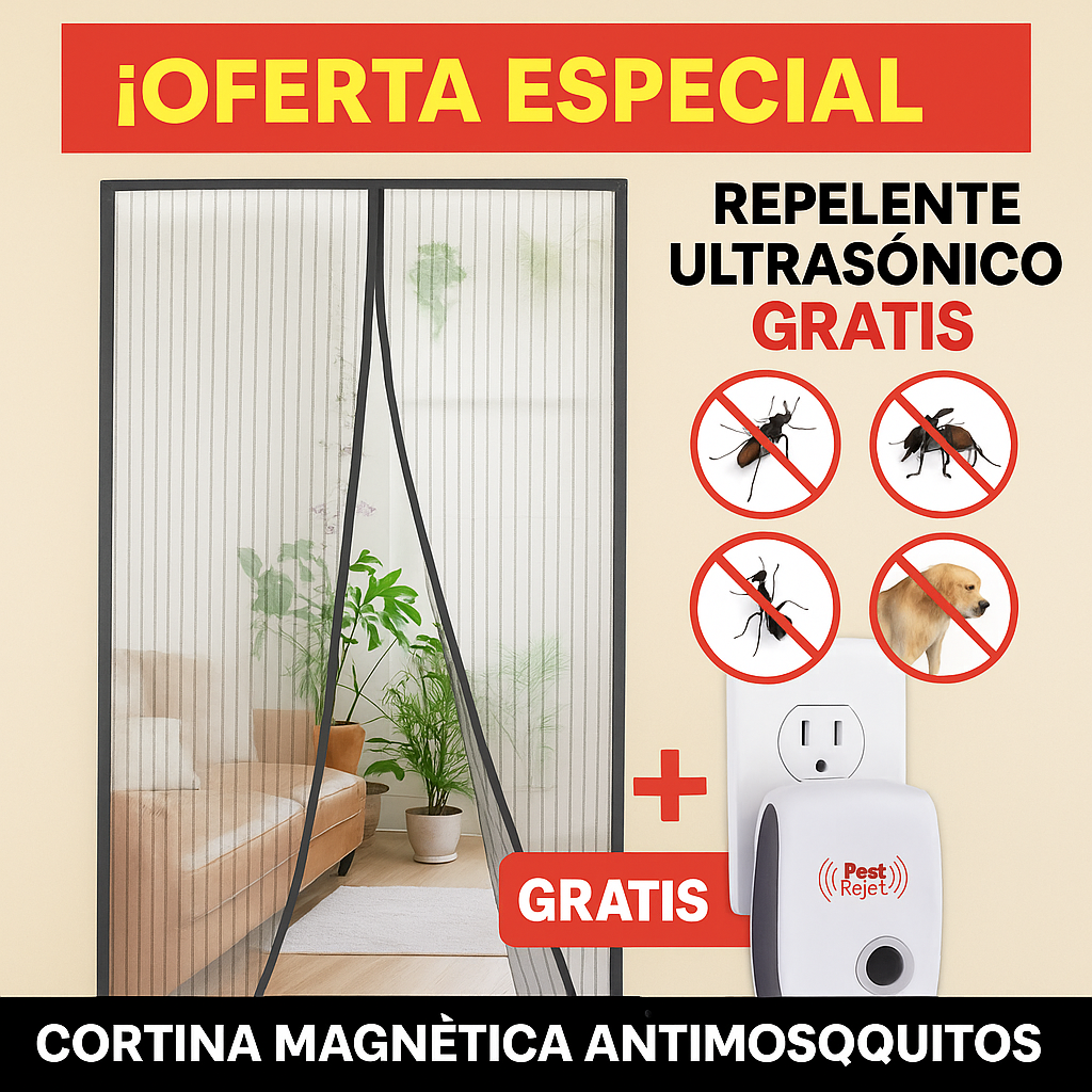 MOSKILL ™ |Cortina Magnética Antimosquitos + Repelente Ultrasonico Antinsectos GRATIS