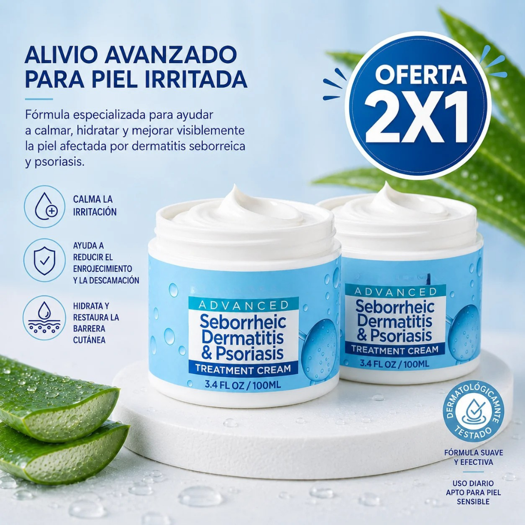 Crema para la dermatitis, psoriasis y eccema | Barba y Cuero Cabelludo Calmados OFERTA 2X1